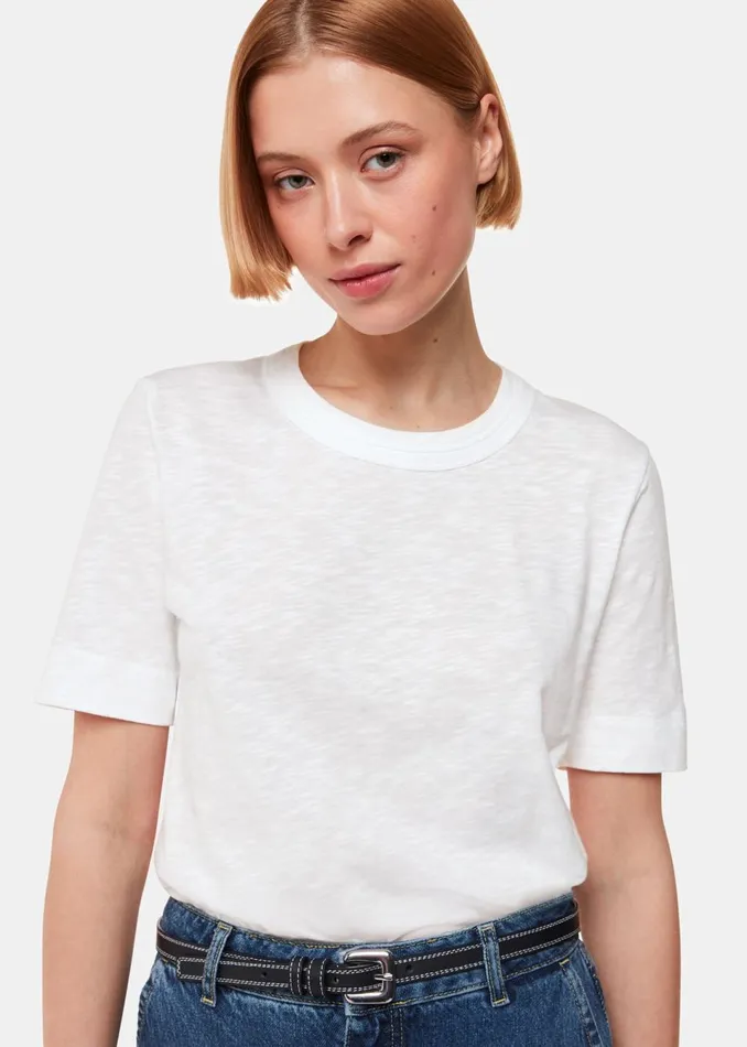 Women TShirts Whistles White Rosa Double Trim TShirt