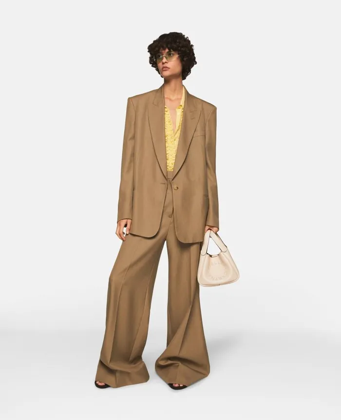 Women Tailoring Stella McCartney HighRise WideLeg Trousers Olive Beige