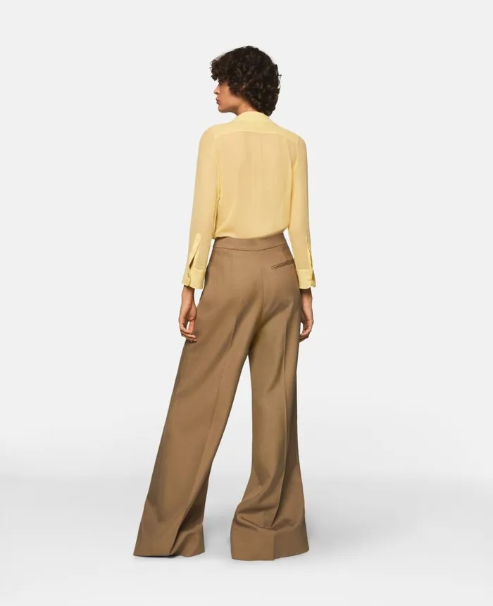 Women Tailoring Stella McCartney HighRise WideLeg Trousers Olive Beige