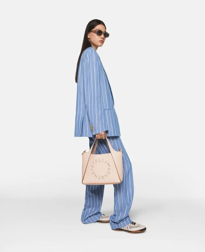 Women Tailoring Stella McCartney Striped MidRise StraightLeg Trousers Blue With White Pinstripe