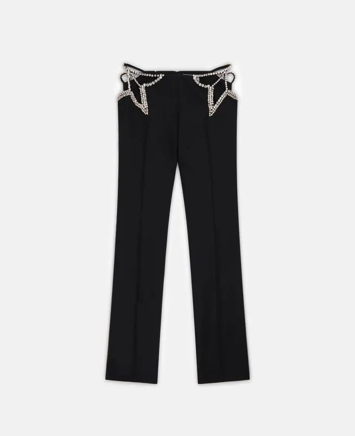 Women Tailoring Stella McCartney Ultra Low Rise Diamant Star Trousers Black