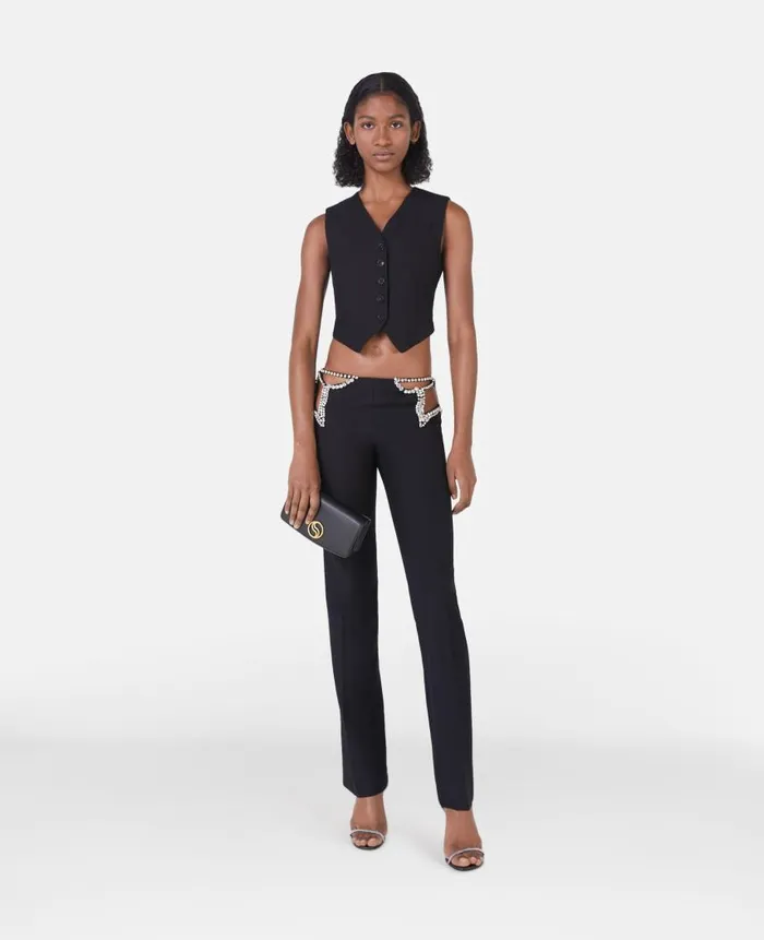 Women Tailoring Stella McCartney Ultra Low Rise Diamant Star Trousers Black