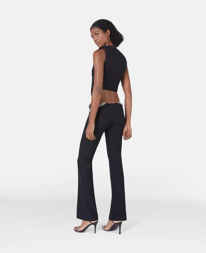 Women Tailoring Stella McCartney Ultra Low Rise Diamant Star Trousers Black