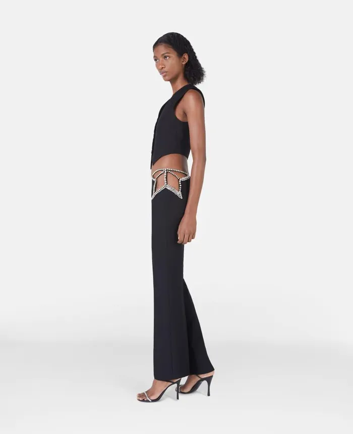 Women Tailoring Stella McCartney Ultra Low Rise Diamant Star Trousers Black