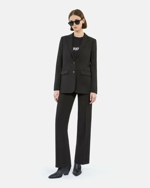 Women Tailoring The Kooples Black CrEcircPe Suit Jacket Straight Cut Black