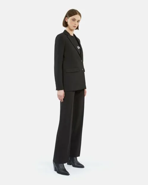 Women Tailoring The Kooples Black CrEcircPe Suit Jacket Straight Cut Black