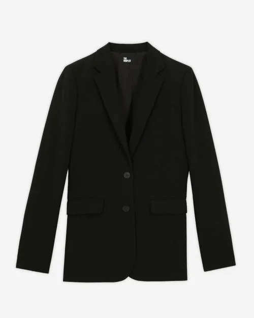 Women Tailoring The Kooples Black CrEcircPe Suit Jacket Straight Cut Black