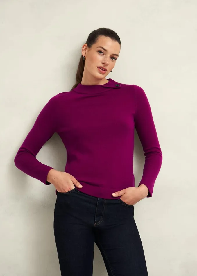 Women Talia Wool Cashmere Jumper Dahlia Purple Hobbs Jumpers and Cardigans