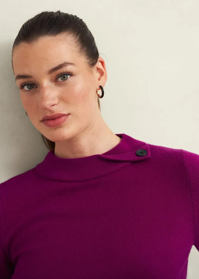 Women Talia Wool Cashmere Jumper Dahlia Purple Hobbs Jumpers and Cardigans
