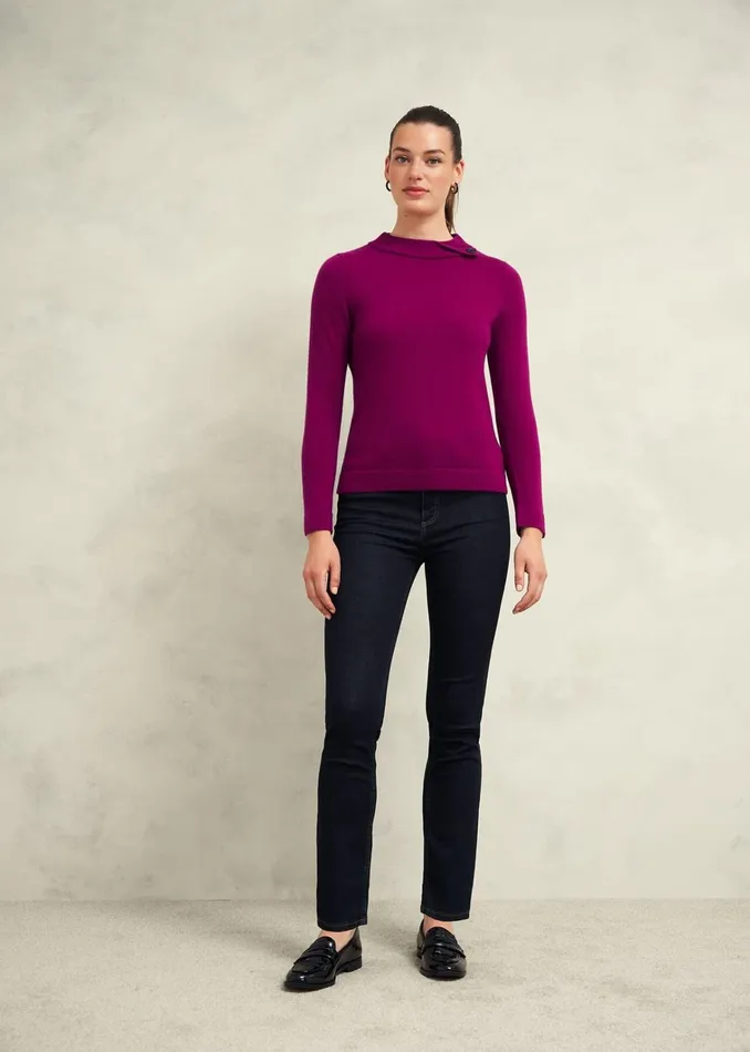 Women Talia Wool Cashmere Jumper Dahlia Purple Hobbs Jumpers and Cardigans