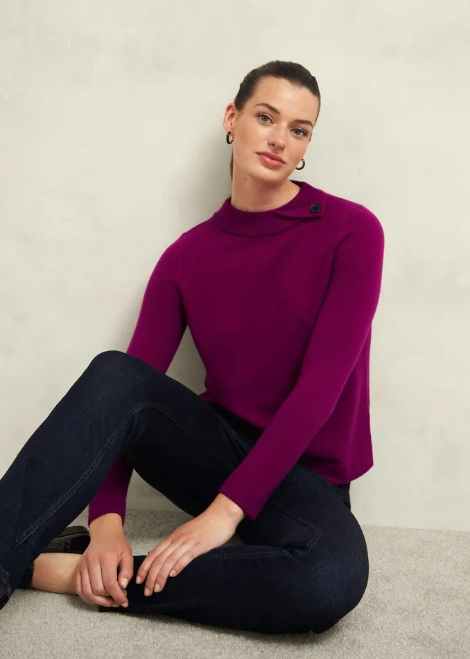Women Talia Wool Cashmere Jumper Dahlia Purple Hobbs Jumpers and Cardigans