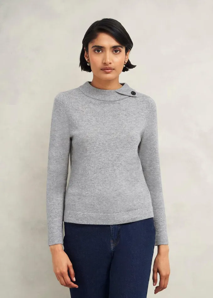 Women Talia Wool Cashmere Jumper Grey Marl Hobbs Jumpers and Cardigans