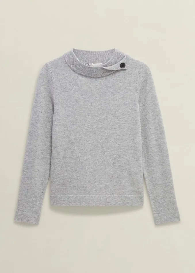 Women Talia Wool Cashmere Jumper Grey Marl Hobbs Jumpers and Cardigans