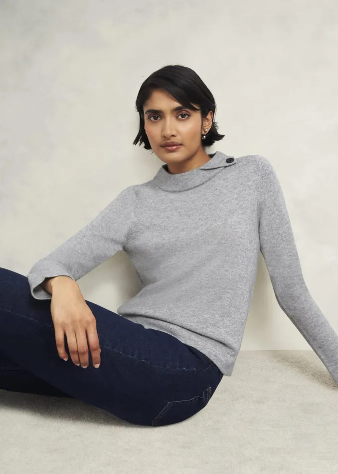 Women Talia Wool Cashmere Jumper Grey Marl Hobbs Jumpers and Cardigans