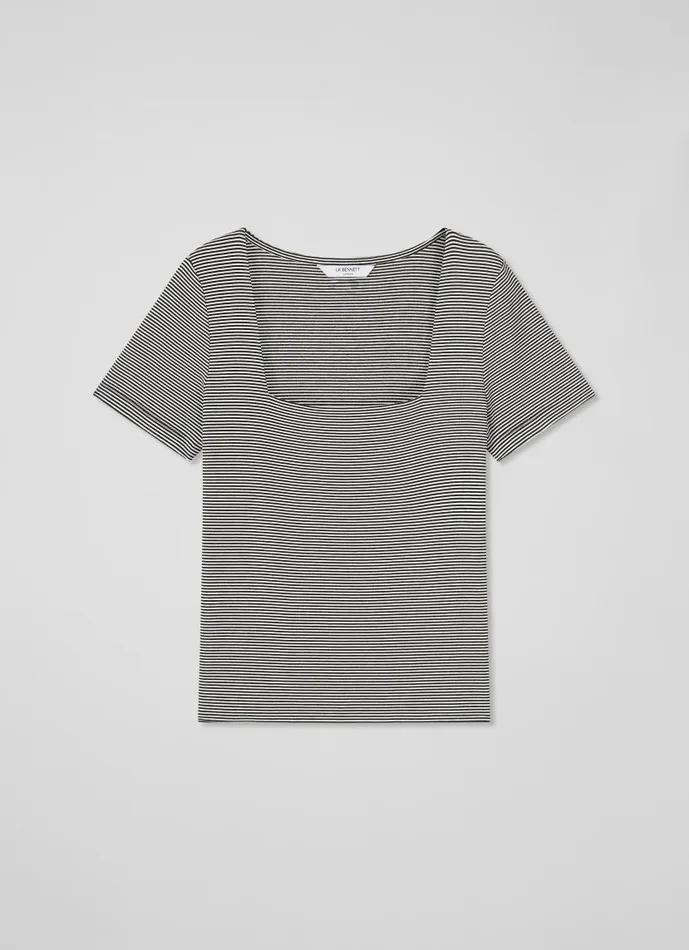 Women Tasha Black And White Striped TShirt With LENZING ECOVERO Viscose Black White LKBennett Tops