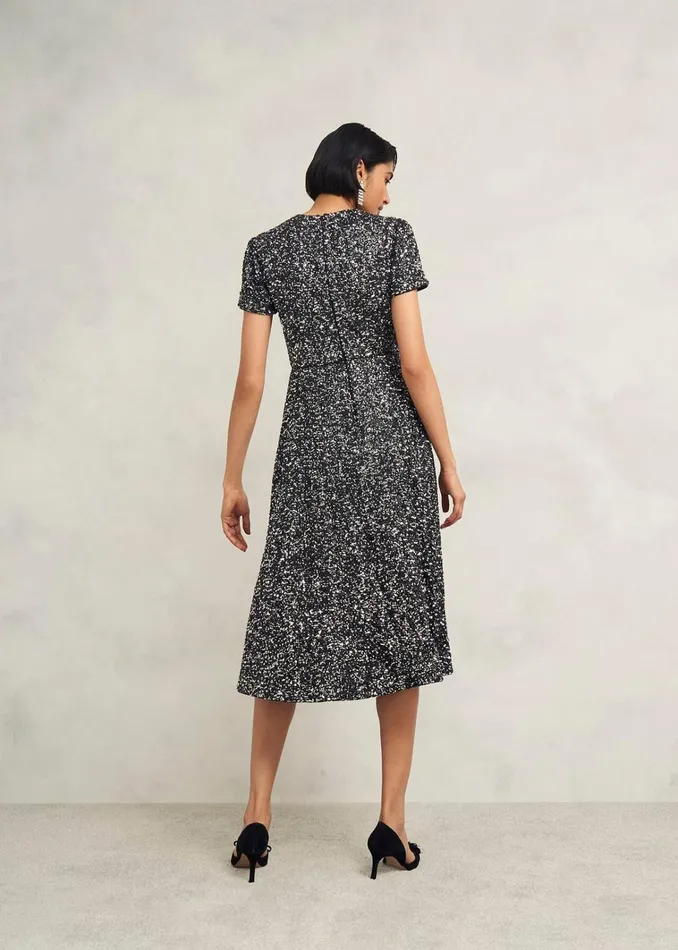 Women Tatiana Sequin Dress Black Silver Hobbs Dresses and Jumpsuits