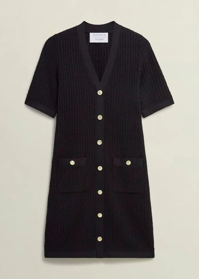 Women Tatton Cotton Blend Knitted Dress Black Hobbs Dresses and Jumpsuits