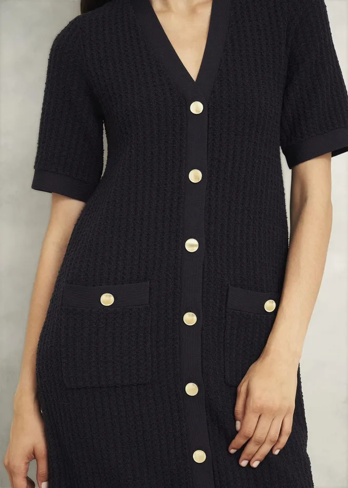 Women Tatton Cotton Blend Knitted Dress Black Hobbs Dresses and Jumpsuits