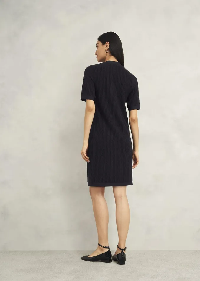 Women Tatton Cotton Blend Knitted Dress Black Hobbs Dresses and Jumpsuits