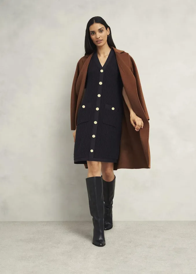 Women Tatton Cotton Blend Knitted Dress Black Hobbs Dresses and Jumpsuits