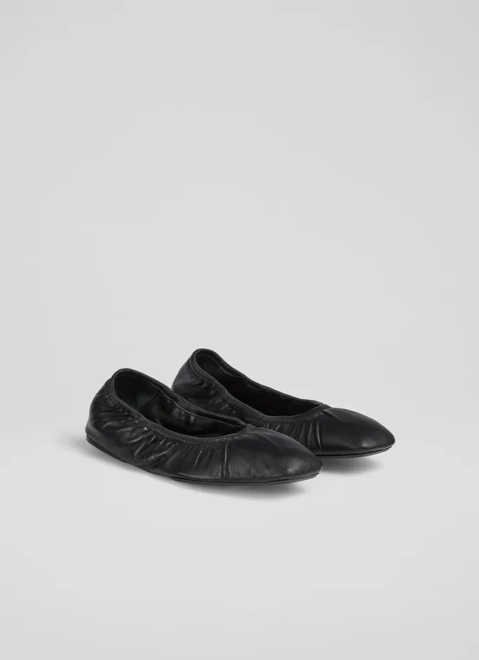 Women Tayla Black Folded Ballerina Flat Black LKBennett Flats