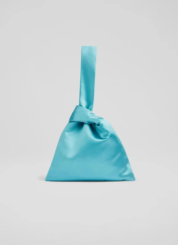 Women Taylor Blue Satin Handbag LKBennett Clutch Bags