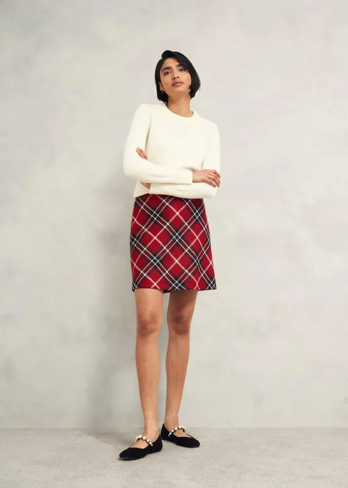 Women Teia Wool Skirt Red Multi Hobbs Skirts