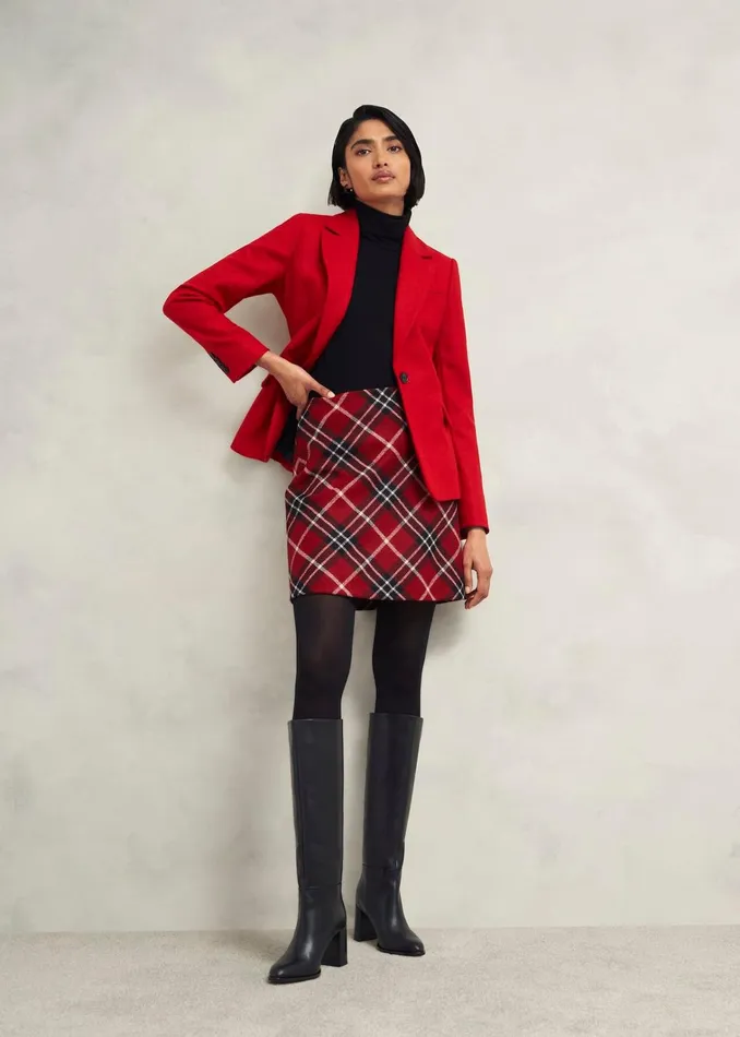 Women Teia Wool Skirt Red Multi Hobbs Skirts