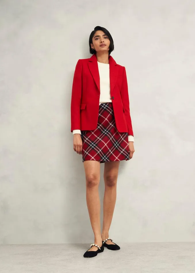 Women Teia Wool Skirt Red Multi Hobbs Skirts