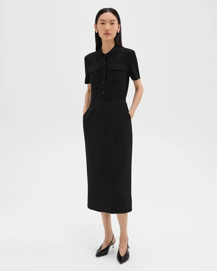 Women Theory Dresses Military Midi Dress In Admiral Crepe Black