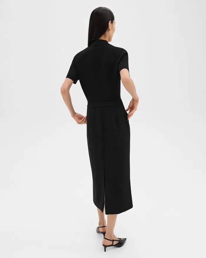 Women Theory Dresses Military Midi Dress In Admiral Crepe Black