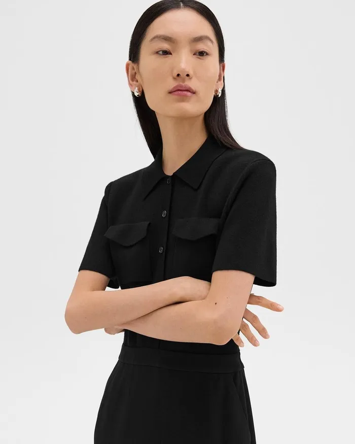 Women Theory Dresses Military Midi Dress In Admiral Crepe Black