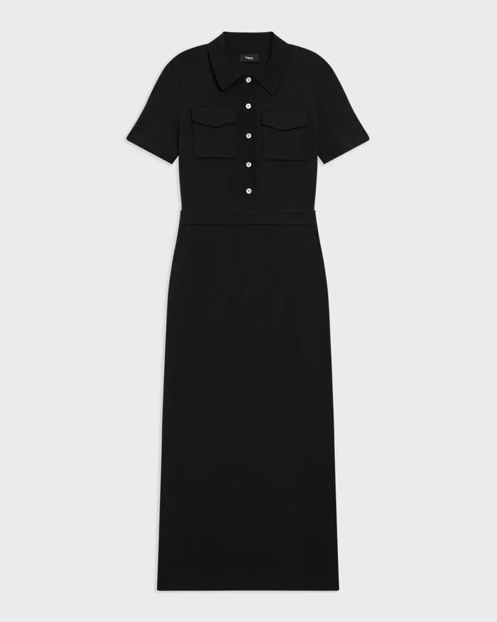 Women Theory Dresses Military Midi Dress In Admiral Crepe Black