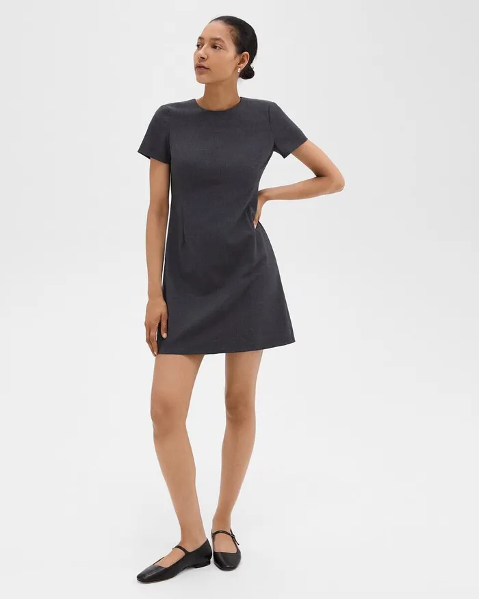 Women Theory Dresses Sheath Dress In Good Wool Charcoal Melange