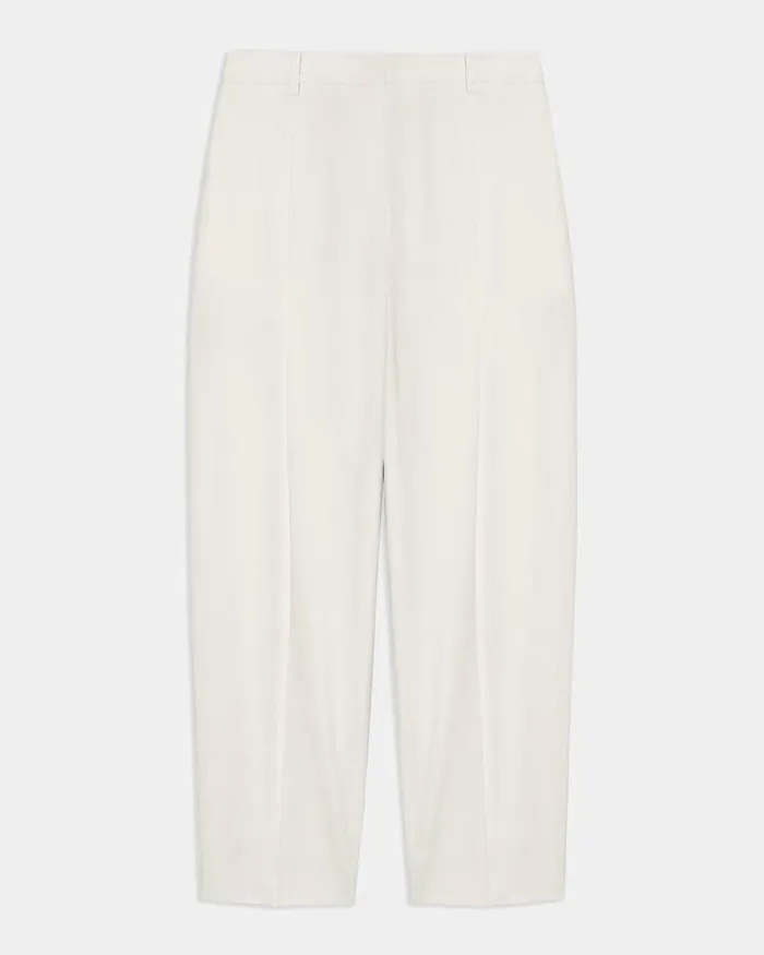 Women Theory Pants Pleated Carrot Pant In Good Wool Ivory