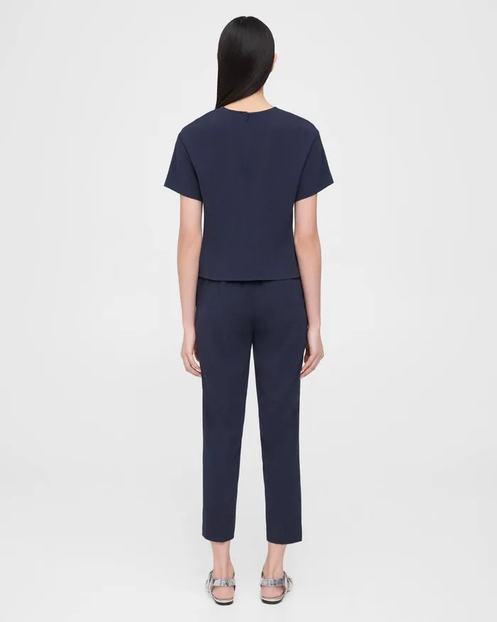 Women Theory Pants Treeca PullOn Pant In Striped Admiral Crepe Nocturne Navy