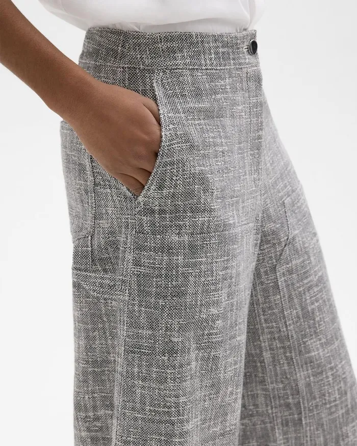 Women Theory Pants WideLeg Carpenter Pant In Canvas Tweed Black Multi