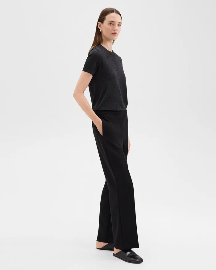 Women Theory Pants WideLeg PullOn Pant In Admiral Crepe Black