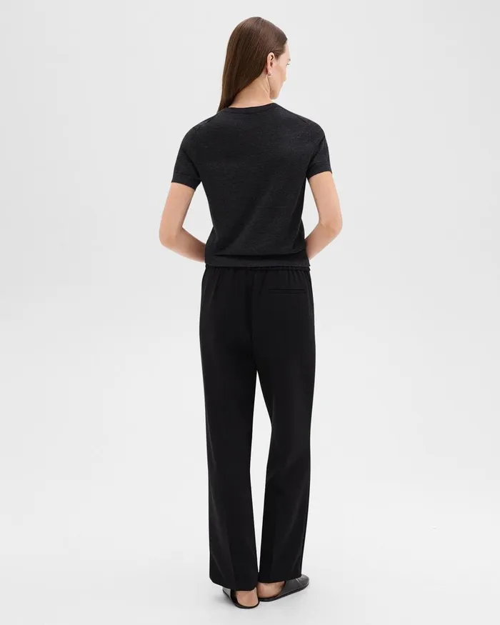 Women Theory Pants WideLeg PullOn Pant In Admiral Crepe Black