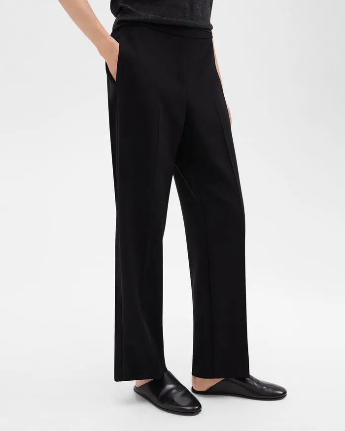 Women Theory Pants WideLeg PullOn Pant In Admiral Crepe Black