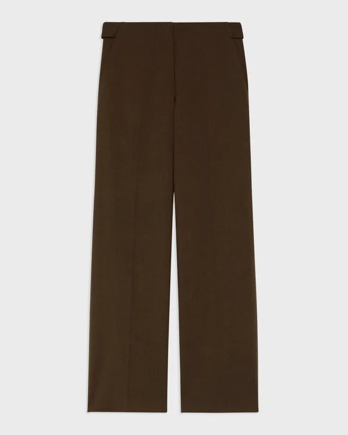 Women Theory Suits Adjustable Wool Gabardine Pant Brown