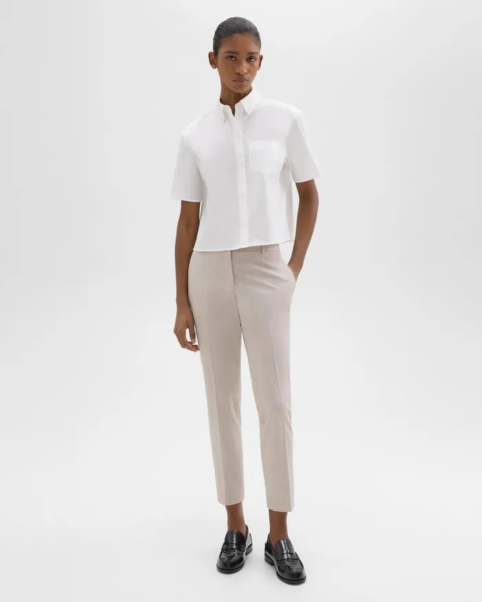 Women Theory Suits Treeca Pant In Good Wool Sand Melange