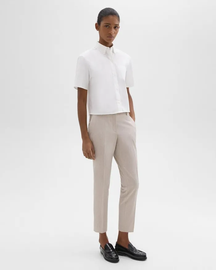 Women Theory Suits Treeca Pant In Good Wool Sand Melange