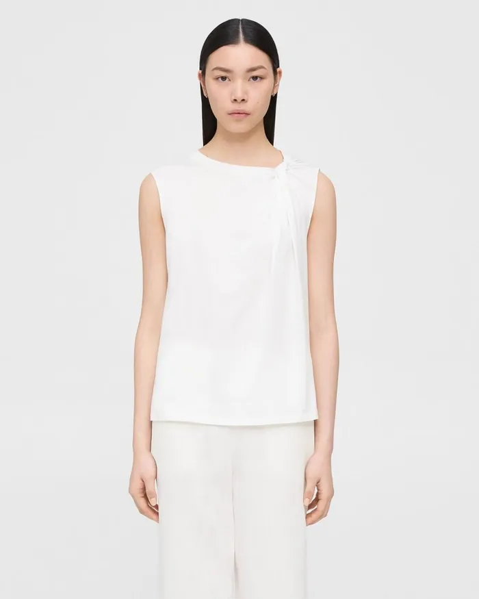 Women Theory Suits Twisted Tank Top In Organic Cotton White