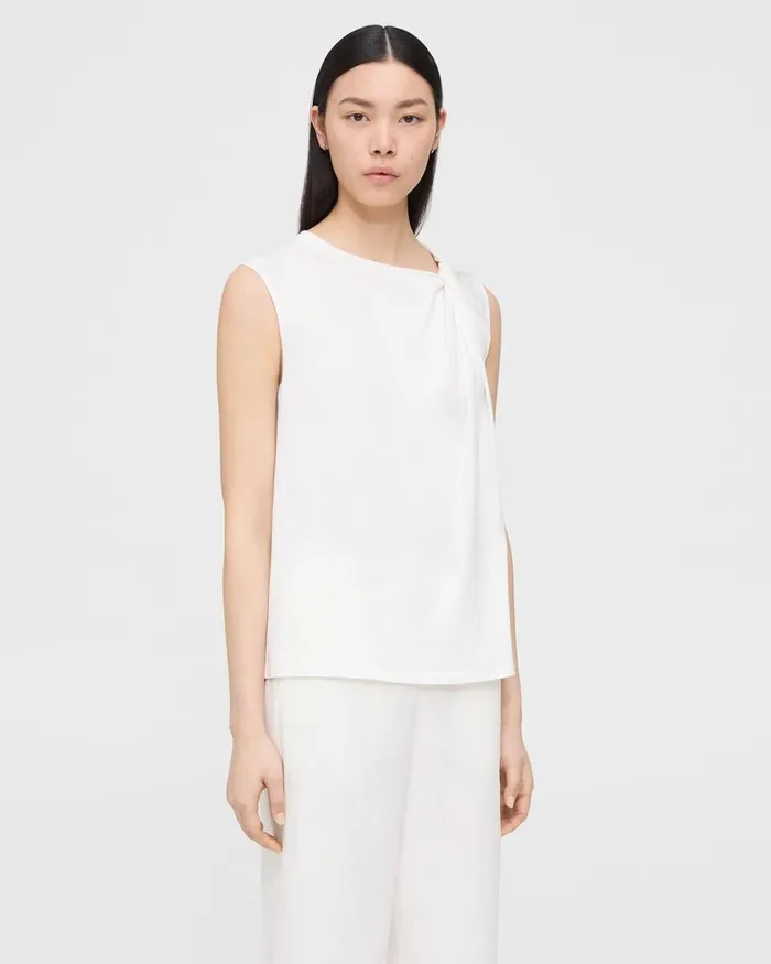 Women Theory Suits Twisted Tank Top In Organic Cotton White