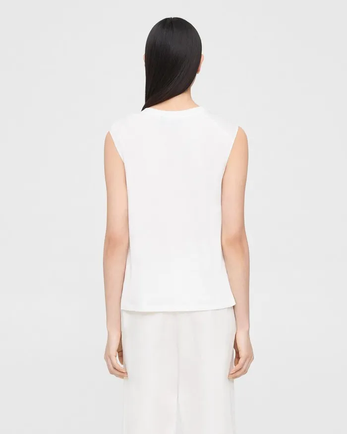 Women Theory Suits Twisted Tank Top In Organic Cotton White