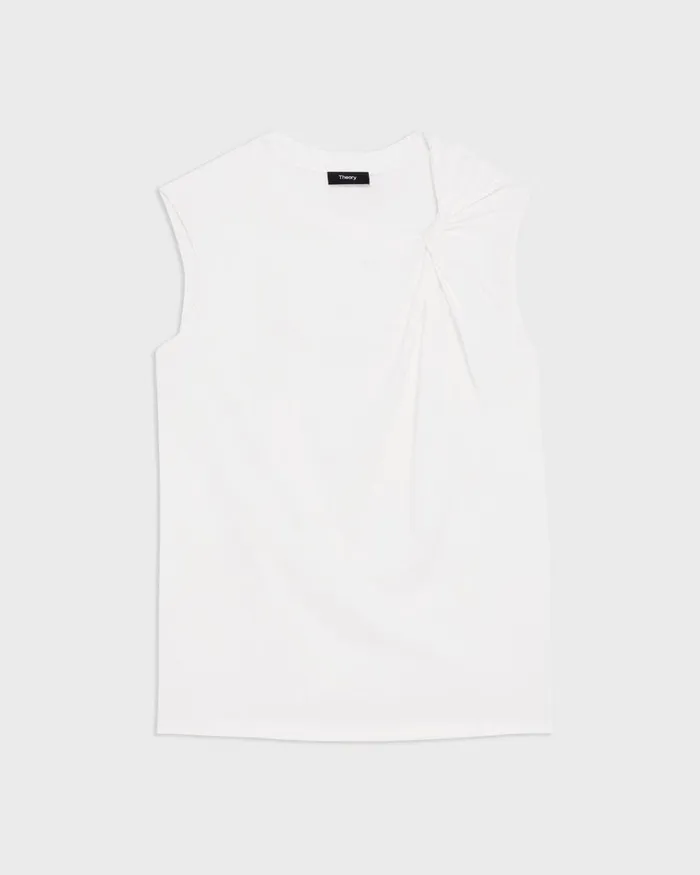 Women Theory Suits Twisted Tank Top In Organic Cotton White