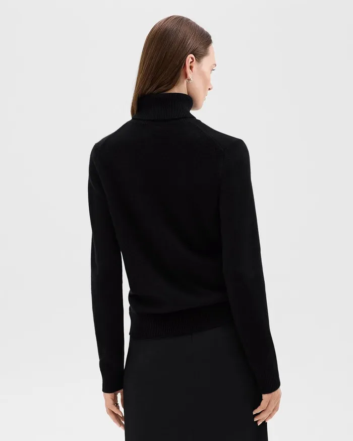 Women Theory Sweaters Cardigans Turtleneck Sweater In Cashmere Black