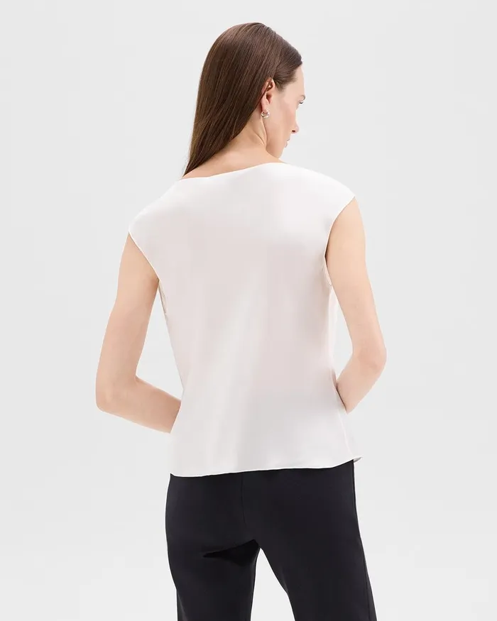 Women Theory Tops Cowl Neck Top In Silk Georgette Ivory