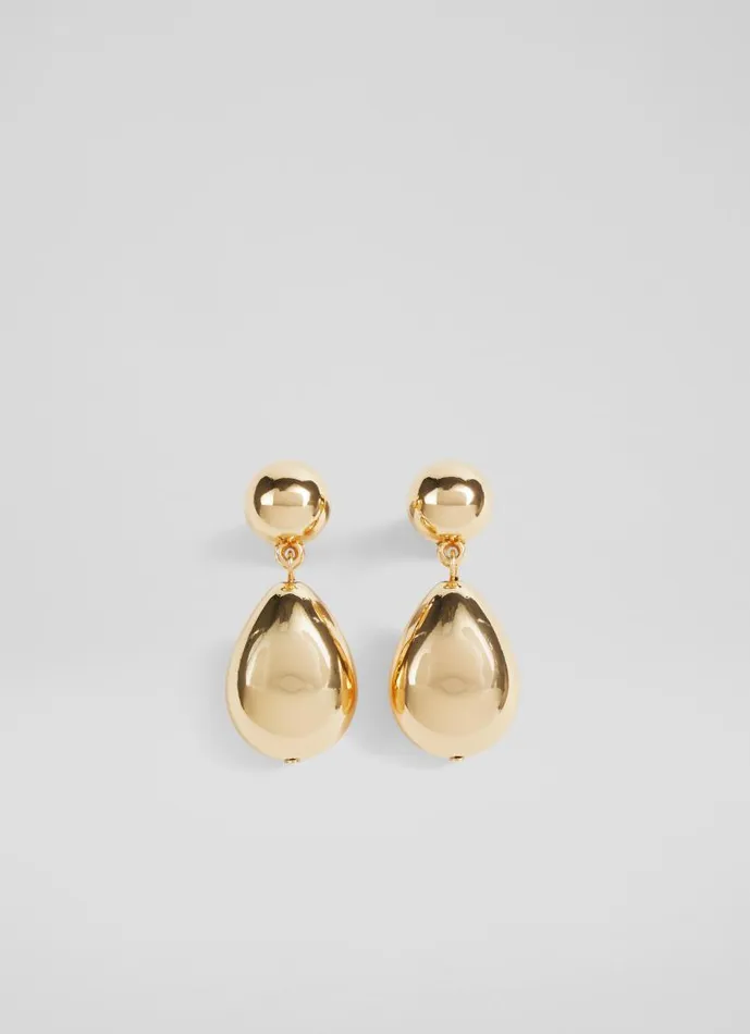 Women Tilly Double Ball Drop Gold Plated Earrings LKBennett Jewellery